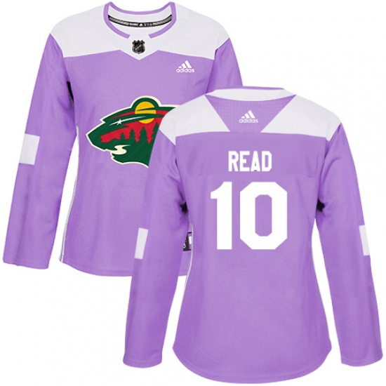 Women's Adidas Minnesota Wild #10 Matt Read Authentic Purple Fights Cancer Practice NHL Jersey - Ujersey