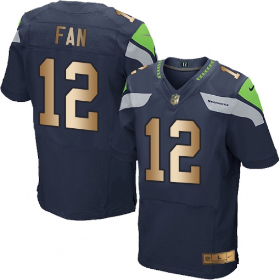 Men's Nike Seattle Seahawks 12th Fan Elite Navy/Gold Team Color NFL Jersey - Ujersey