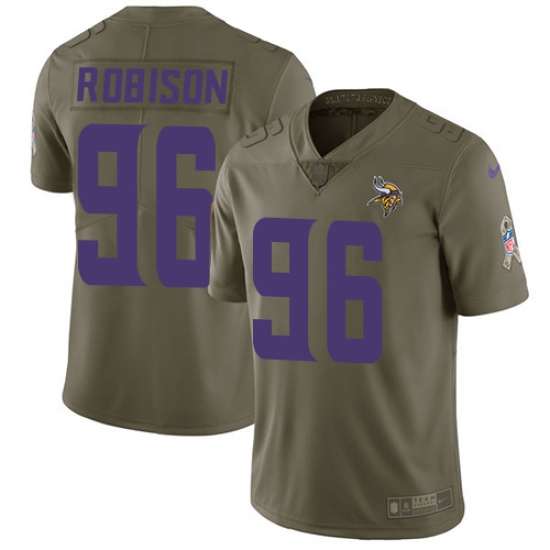 Men's Nike Minnesota Vikings #96 Brian Robison Limited Olive 2017 Salute to Service NFL Jersey - Ujersey