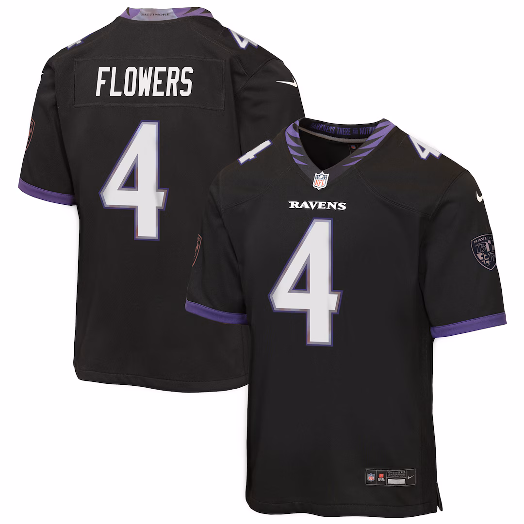 Youth Baltimore Ravens Zay Flowers Nike Black Alternate Game Jersey - Ujersey