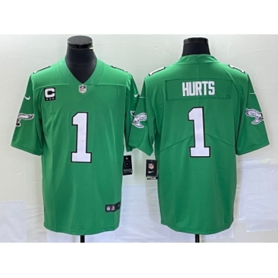Men's Nike Philadelphia Eagles #1 Jalen Hurts Grey With Atmosphere Fashion Stitched Jersey - Ujersey