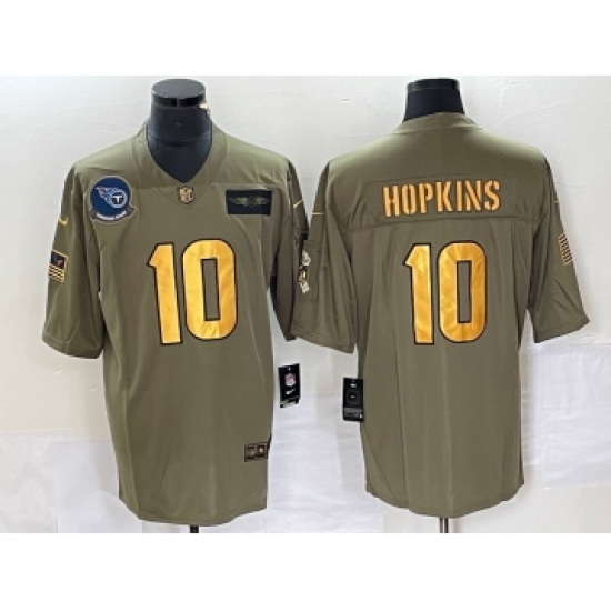 Men's Nike Tennessee Titans #10 DeAndre Hopkins Olive Gold 2019 Salute To Service Stitched Limited Jersey