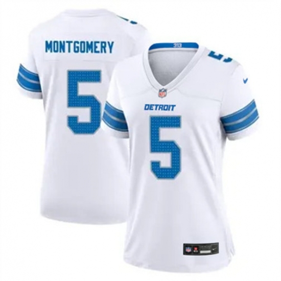 Women Detroit Lions #5 David Montgomery White 2024 F U S E Vapor Limited Stitched Jersey - Ujersey