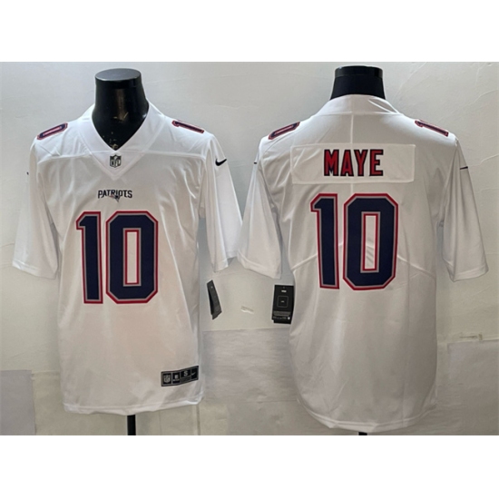 Men's New England Patriots #10 Drake Maye White Fashion Vapor Untouchable Limited Stitched Football Jersey - Ujersey