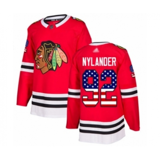 Youth Chicago Blackhawks #92 Alexander Nylander Authentic Red USA Flag Fashion Hockey Jersey - Ujersey