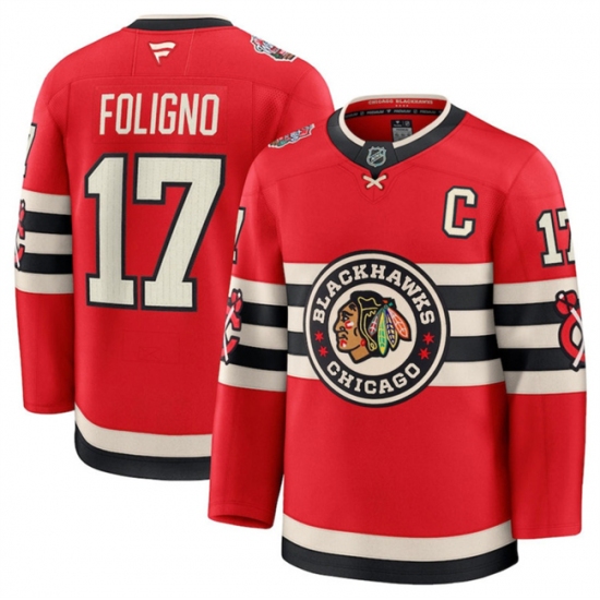 Men's Chicago Blackhawks #17 Nick Foligno Red 2024-25 Winter Classic Stitched Hockey Jersey - Ujersey