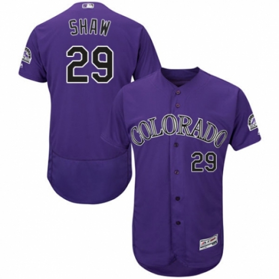 Men's Majestic Colorado Rockies #29 Bryan Shaw Purple Alternate Flex Base Authentic Collection MLB Jersey - Ujersey