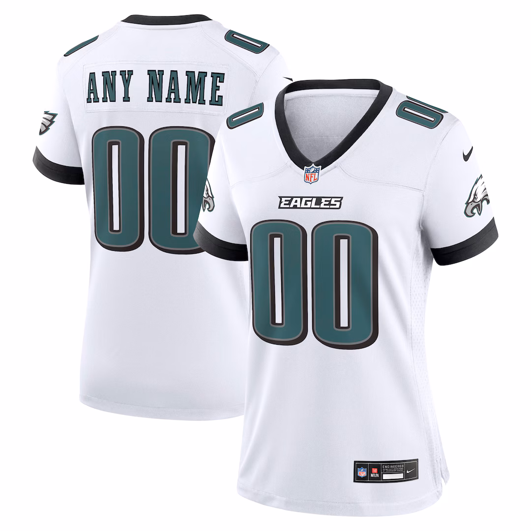Women's Philadelphia Eagles Nike White Team Custom Game Jersey - Ujersey