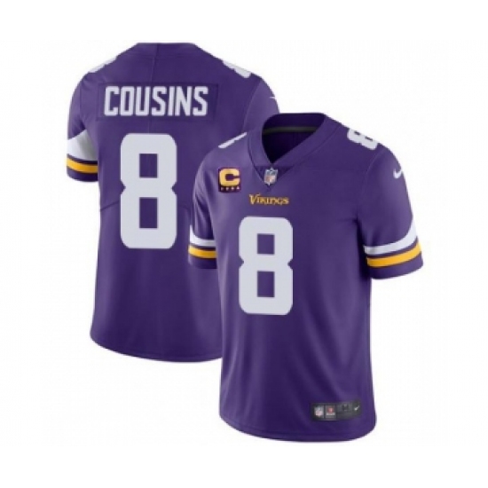 Men's Minnesota Vikings 2022 #8 Kirk Cousins Purple With 4-Star C Patch Vapor Untouchable Limited Stitched NFL Jersey - Ujersey