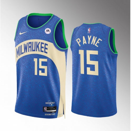 Men's Milwaukee Bucks #15 Cameron Payne Blue 2023-24 City Edition Stitched Basketball Jersey - Ujersey