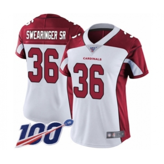 Women's Arizona Cardinals #36 D.J. Swearinger SR White Vapor Untouchable Limited Player 100th Season Football Jersey - Ujersey