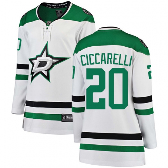 Women's Dallas Stars #20 Dino Ciccarelli Authentic White Away Fanatics Branded Breakaway NHL Jersey - Ujersey