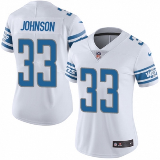 Women's Nike Detroit Lions #33 Kerryon Johnson White Vapor Untouchable Elite Player NFL Jersey - Ujersey