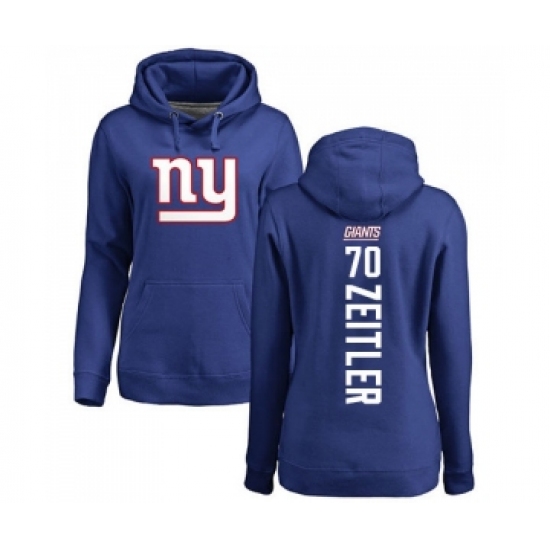 Football Women's New York Giants #70 Kevin Zeitler Royal Blue Backer Pullover Hoodie - Ujersey
