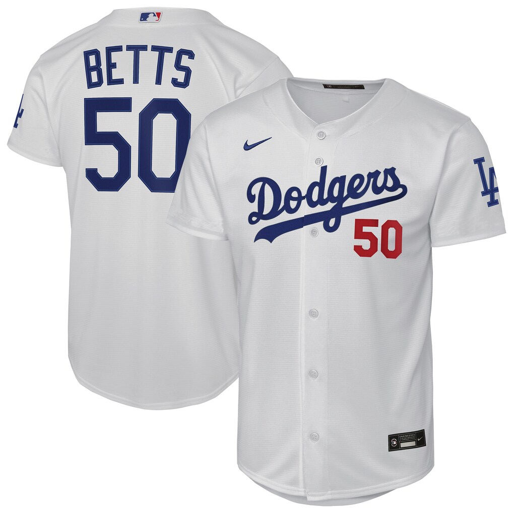 Youth Los Angeles Dodgers Mookie Betts Nike White Home Stadium Jersey - Ujersey