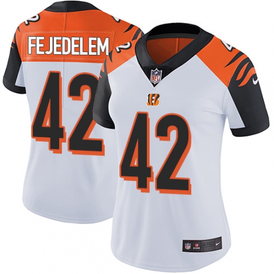 Women's Nike Cincinnati Bengals #42 Clayton Fejedelem White Vapor Untouchable Limited Player NFL Jersey - Ujersey