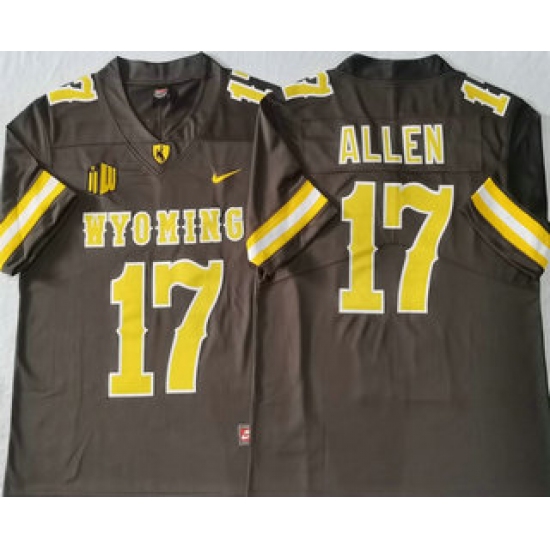 Men's Wyoming Cowboys #17 Josh Allen Brown Vapor Limited Stitched Nike Jersey - Ujersey