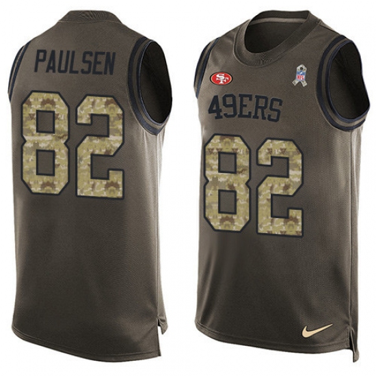 Men's Nike San Francisco 49ers #82 Logan Paulsen Limited Green Salute to Service Tank Top NFL Jersey - Ujersey