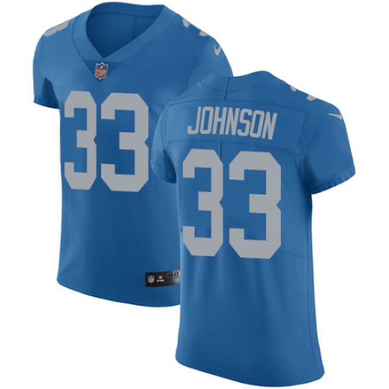 Nike Detroit Lions #33 Kerryon Johnson Blue Throwback Men's Stitched NFL Vapor Untouchable Elite Jersey - Ujersey