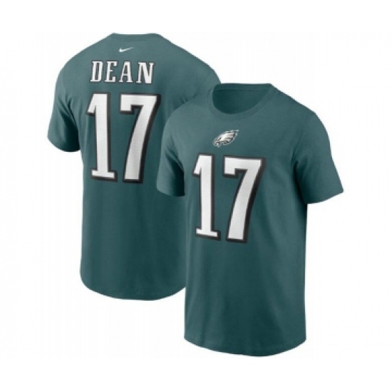 Men's Philadelphia Eagles #17 Nakobe Dean 2022 Green Name & Number T-Shirt - Ujersey