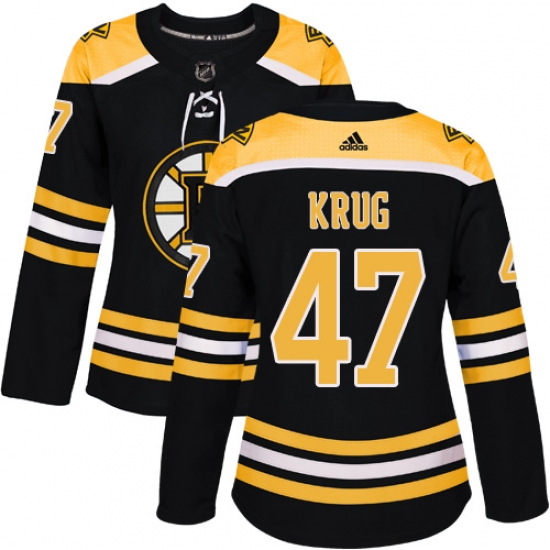 Women's Adidas Boston Bruins #47 Torey Krug Authentic Black Home NHL Jersey - Ujersey