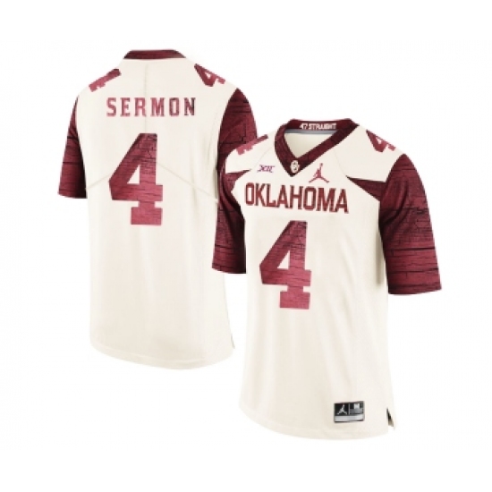 Oklahoma Sooners 4 Trey Sermon White 47 Game Winning Streak College Football Jersey - Ujersey