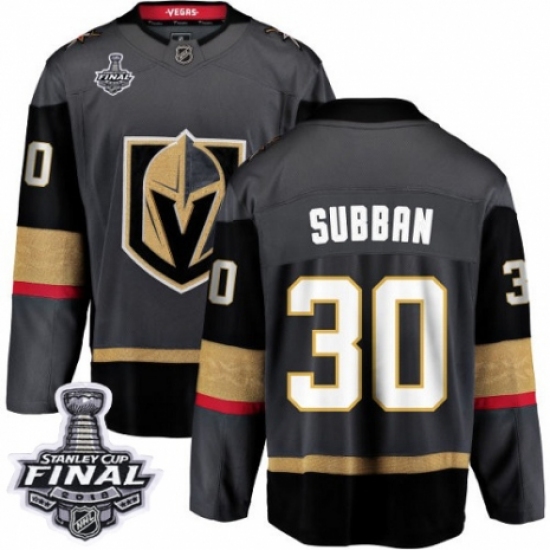 Youth Vegas Golden Knights #30 Malcolm Subban Authentic Black Home Fanatics Branded Breakaway 2018 Stanley Cup Final NHL Jersey - Ujersey
