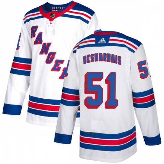 Women's Adidas New York Rangers #51 David Desharnais Authentic White Away NHL Jersey - Ujersey