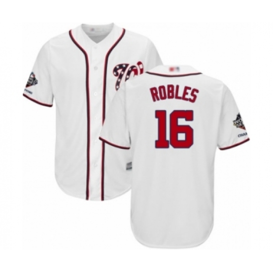 Youth Washington Nationals #16 Victor Robles Authentic White Home Cool Base 2019 World Series Champions Baseball Jersey - Ujersey