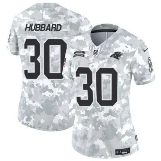 Women's Carolina Panthers #30 Chuba Hubbard 2024 F.U.S.E Arctic Camo Salute To Service Limited Stitched Football Jersey(Run Small) - Ujersey