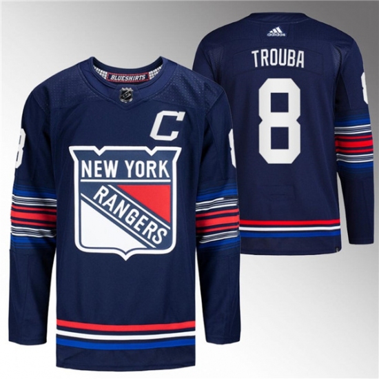 Men's New York Rangers #8 Jacob Trouba Navy Stitched Jersey - Ujersey