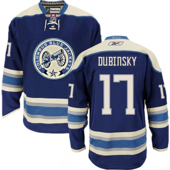 Men's Reebok Columbus Blue Jackets #17 Brandon Dubinsky Premier Navy Blue Third NHL Jersey - Ujersey