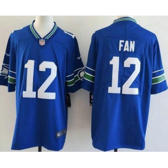 Men's Seattle Seahawks #12 Fan Limited Blue Throwback Vapor Jersey - Ujersey