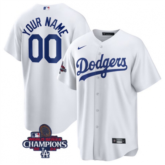 Men's Los Angeles Dodgers ACTIVE PLAYER Custom White 2024 World Series Champions Cool Base Stitched Baseball Jersey - Ujersey