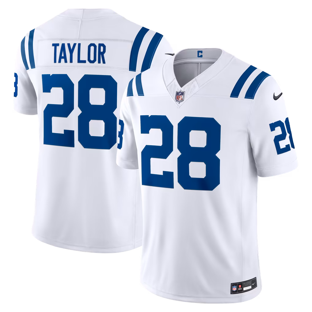 Men's Indianapolis Colts Jonathan Taylor Nike White Vapor F.U.S.E. Stitched Limited Jersey - SUjersey01