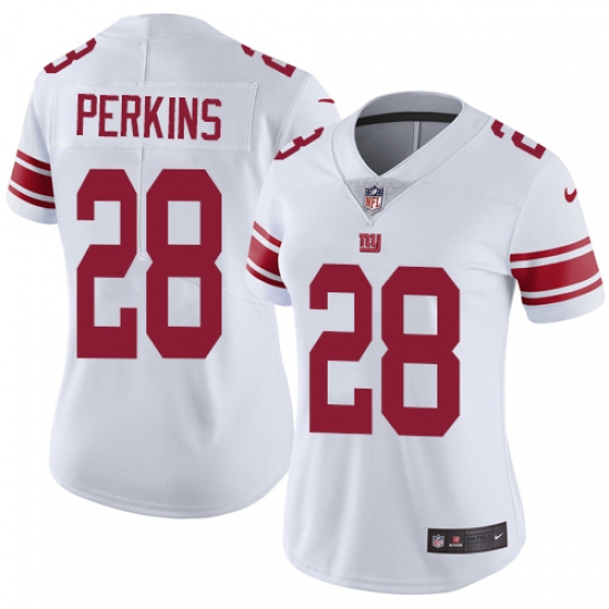 Women's Nike New York Giants #28 Paul Perkins White Vapor Untouchable Limited Player NFL Jersey - Ujersey