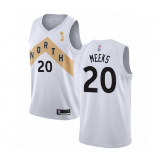 Women's Toronto Raptors #20 Jodie Meeks Swingman White 2019 Basketball Finals Champions Jersey - City Edition - Ujersey
