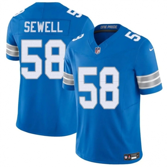 Men's Detroit Lions #58 Penei Sewell Blue 2025 F.U.S.E. Vapor Limited Football Stitched Game Jersey - Ujersey