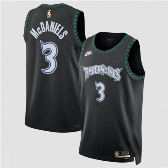 Men's Minnesota Timberwolves #3 Jaden McDaniels Black 2025 Classic Edition Stitched Jersey - Ujersey