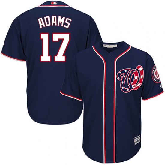 Youth Majestic Washington Nationals #17 Matt Adams Authentic Navy Blue Alternate 2 Cool Base MLB Jersey - Ujersey