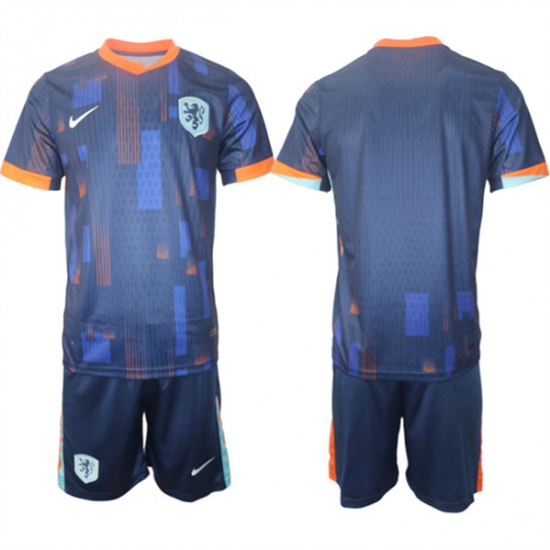 Men's Netherlands Custom Navy 2024-25 Away Soccer Jersey Suit - Ujersey