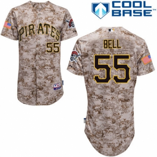 Men's Majestic Pittsburgh Pirates #55 Josh Bell Authentic Camo Alternate Cool Base MLB Jersey - Ujersey