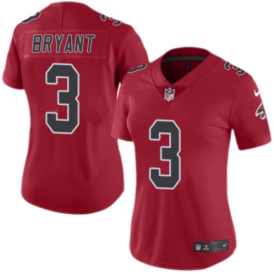 Women's Nike Atlanta Falcons #3 Matt Bryant Limited Red Rush Vapor Untouchable NFL Jersey - Ujersey