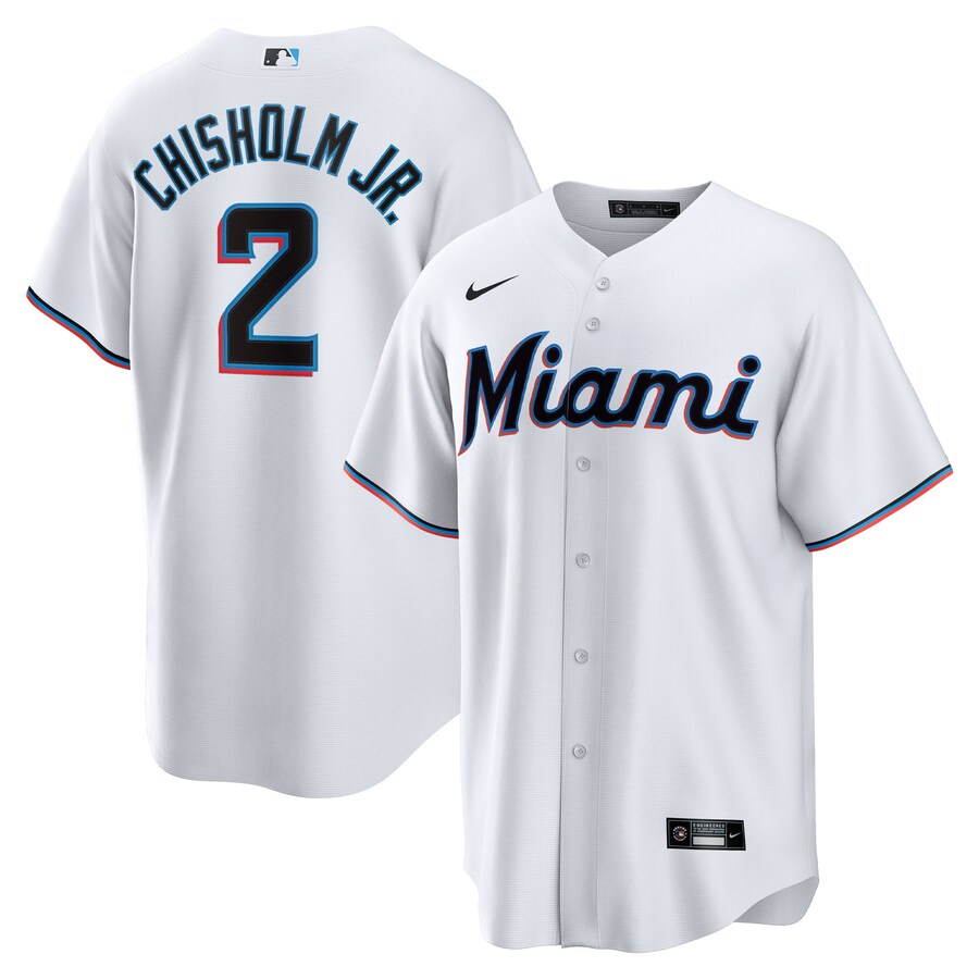 Men's Miami Marlins Jazz Chisholm Jr. Nike White Home Replica Player Jersey - Ujersey NHL
