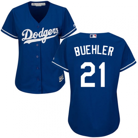 Women's Majestic Los Angeles Dodgers #21 Walker Buehler Authentic Royal Blue MLB Jersey - Ujersey