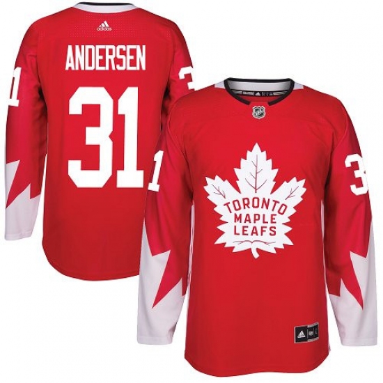 Youth Adidas Toronto Maple Leafs #31 Frederik Andersen Authentic Red Alternate NHL Jersey - Ujersey