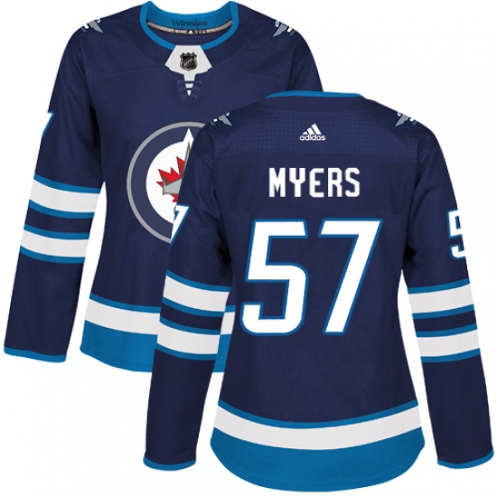 Women's Adidas Winnipeg Jets #57 Tyler Myers Authentic Navy Blue Home NHL Jersey - Ujersey