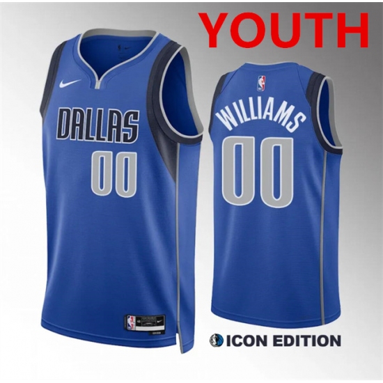 Youth Dallas Mavericks #00 Brandon Williams Blue Icon Edition Stitched Basketball Jersey - Ujersey