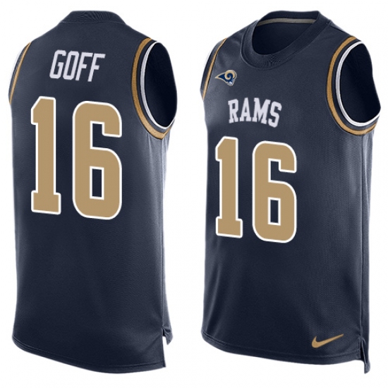 Men's Nike Los Angeles Rams #16 Jared Goff Limited Navy Blue Player Name & Number Tank Top NFL Jersey - Ujersey