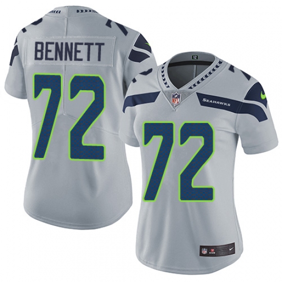 Women's Nike Seattle Seahawks #72 Michael Bennett Grey Alternate Vapor Untouchable Limited Player NFL Jersey - Ujersey
